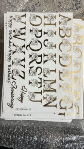 Metallic Gold Alphabet & Rose Motif Sticker Sheet