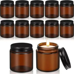 Amber Glass Candle Jar with Lid